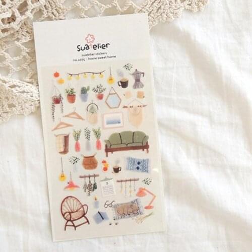 Korea Brand Sonia Scrapbooking Die Cut Sticker Sweet House Stationery DIY PVC Diary Craft Decoration Supplies Suatelier Stickers