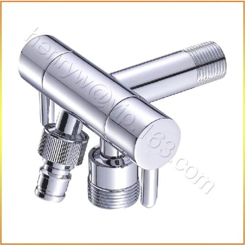 L15503 - Luxury Brass Cold Tap Polish an Chrome Finish Bib Tap Wall Mounted 2 Spout Washing Tap