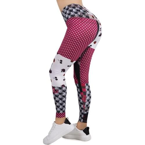 Women Legging RED AND WHITE ROSES Printing Leggins Slim High Elasticity Legins Fitness Leggings Female Pants