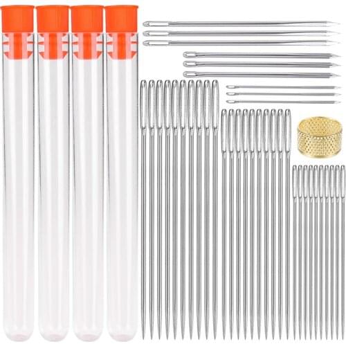 LMDZ 39Pcs Cross Stitch Large Eye Sewing Needles Leather Large Eye Triangular Needles Hand Sewing Needle Sewing Accessories