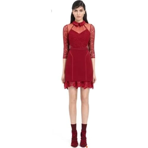 Mini dress sexy club beach casual party elegant red half sleeve bodycon lace sundress female summer 2018 spring autum fashion