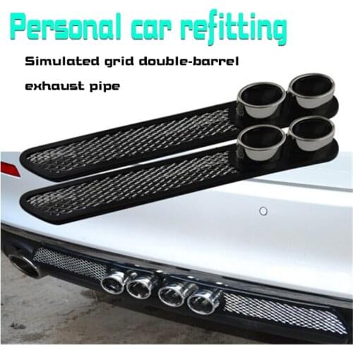 Fashion Soft ABS simulation grid Double tube exhaust pipe car sticker for All car tail rear back Decorative modification A pair