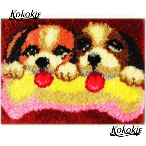 3d cartoon dog printed cushion Crocheting latch hook kits diy rug vloerklee diy tapijt cross stitch embroidery needlework sets