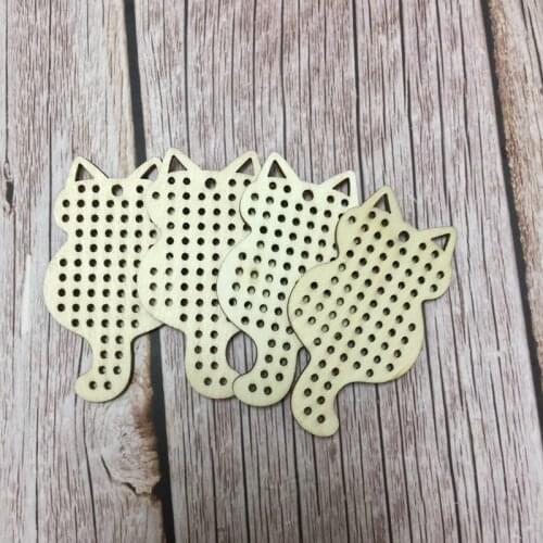 Set of 20 cross stitch pendant blank cat wood needlecraft pendant