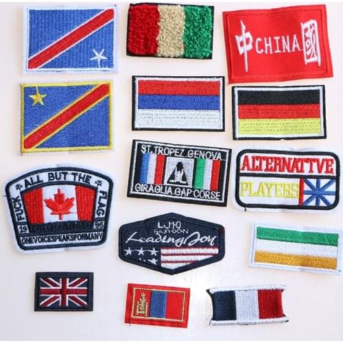 National Flags Icon Embroidered Iron on Patches for Clothing DIY Stripes Stickers Custom Badges on the Backpack
