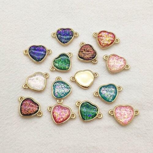 New Arrival! 17x12mm 50pcs 18K Gold Plating Powder Heart Connector For Handmade Earrings DIY Parts,Jewelry Findings & Components