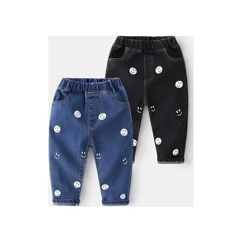 2021 Autumn New Korean Baby Jeans Childrens Casual Denim Pants Baby Girl Cowboy Trousers 2 3 4 5 6 7 Years Baby Flowers Jeans