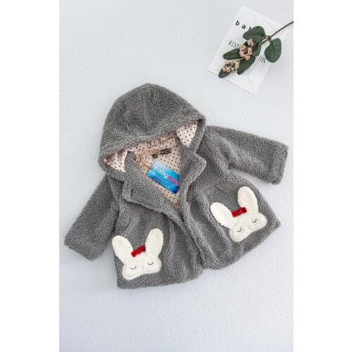 Rabbit Figure Hooded Baby Girl Plush Coat