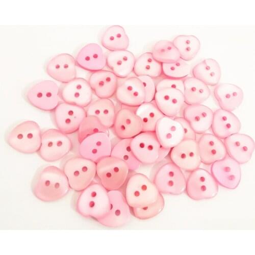 100pcs 10x11mm Pink Pearl Heart Resin Buttons For Clothing 2 Holes Sewing Accessories Scrapbooking Embellishments