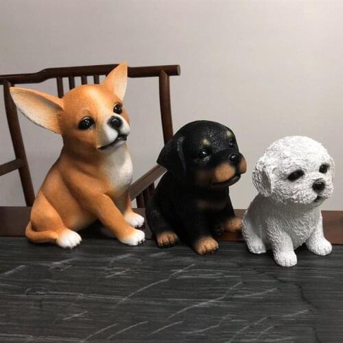 Realistic Puppy Statue Dog Doll Solid Dog Model Home Decoration Crafts Garden Courtyard Resin Decoration Ornaments