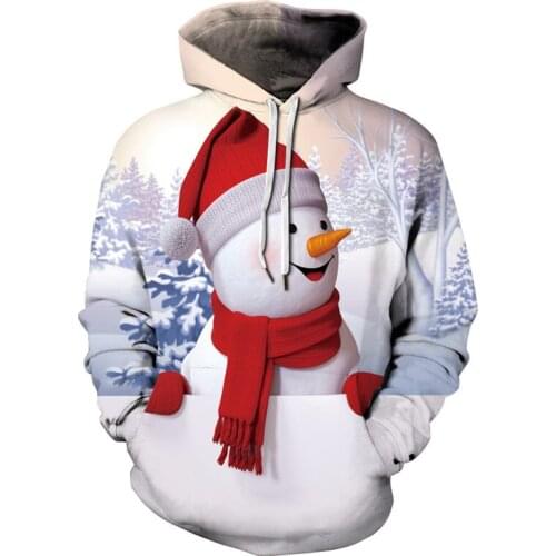 Christmas Snowman Printing Women Hooded Sweater Santa Claus Christmas Novelty Ugly Christmas Sweater Lovers Clothing