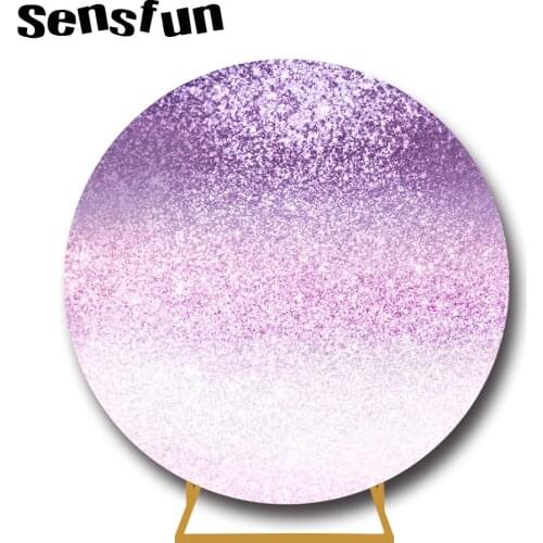 Sensfun Purple Bokeh Glitter Round Backdrop Cover Romantic Lady Birthday Wedding Party Circle Photography Background Customized