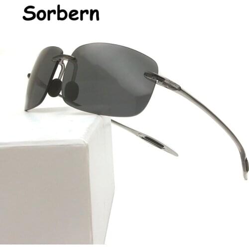 Rimless Ultralight Sunglass Nylon Lens TR90 Titanium Square Sunglasses Men Driving Shades Male Frameless Sun Glasses For Women