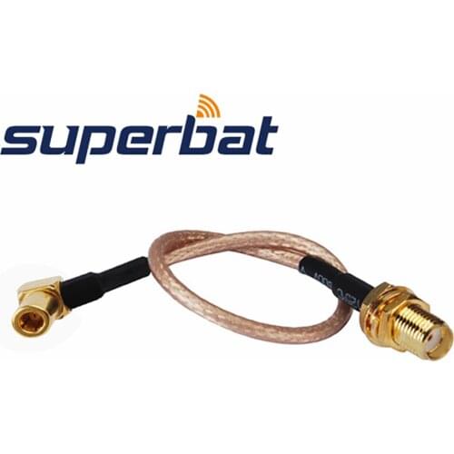 Superbat High Lift SMA Female Jack to SSMB Male Plug Right Angle Jumper 3.5mm Cable RG316 15cm for Wireless Extension Cord