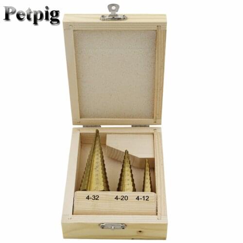 4-12 / 4-20 / 4-32mm HSS Triangular Shank Hole Taper Drill Step Drill Bit Durable High Hardness Power Tool Spiral Groove Step Tr