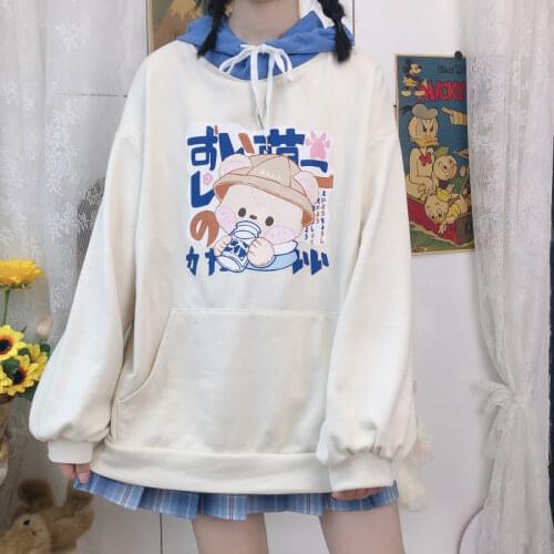 2021 Cartoon Hoodie Sweatshirt Girl Spring Women Loose Punk Hip Hop Tops Cute New Funny Oversize Korean High Street Hoodies Coat