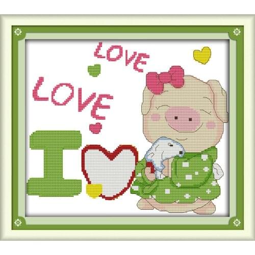 Everlasting Love Sister Pig Chinese Cross Stitch Kits Ecological Cotton Stamped Printed 11 DIY Gift Wedding Decoration For Home