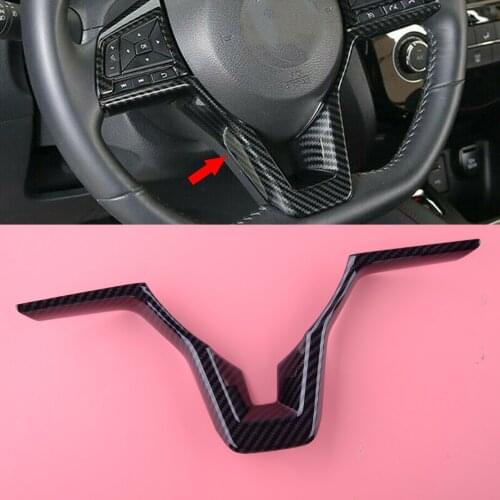 CITALL Carbon Fiber Style Inner Interior Steering Wheel Cover Trim Frame Fit for Nissan Sentra Sylphy 2020 2021