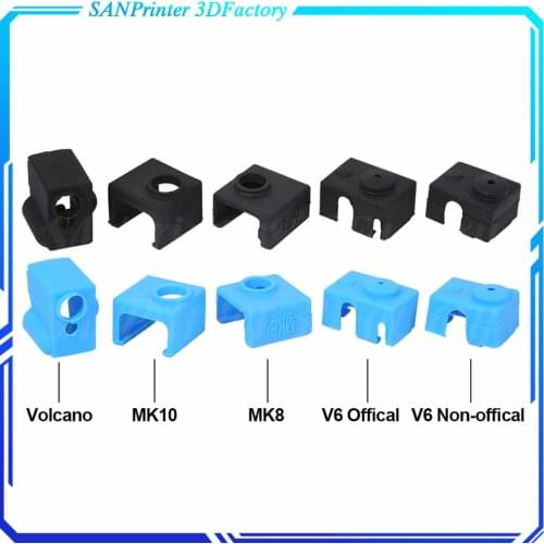 3D Printer V5/V6 volcano Protective Silicone Sock Insulation Cover Case for Heater Block MK8 / MK10 /MK9 Silicone sleeve Hot End