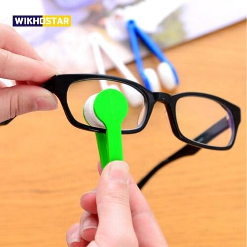 WIKHOSTAR 1PC Mini Two-side Glasses Brush Microfiber Glasses Cleaning Wipe Multifunctional Sunglasses Brush Spectacles Cleaner