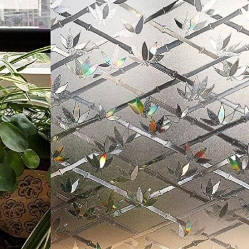 150cm Length Electrostatic Window Foil No Glue Bamboo Private Reusable Decorative Glass Film For Home Office Market Restaurant