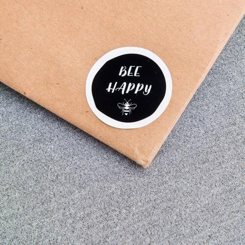 #26BGJ-40mm Commodity stickers, bread, milk, yogurt packaging, gift box labels, birthdays, logos, custom stickers “BEE HAPPY