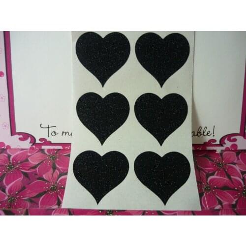3.8cm Black glitter wedding favors heart sticker