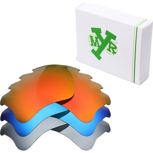 3 Pairs Mryok POLARIZED Replacement Lenses for Oakley Flak Jacket XLJ Vented Sunglasses Ice Blue & Fire Red & Silver Titanium