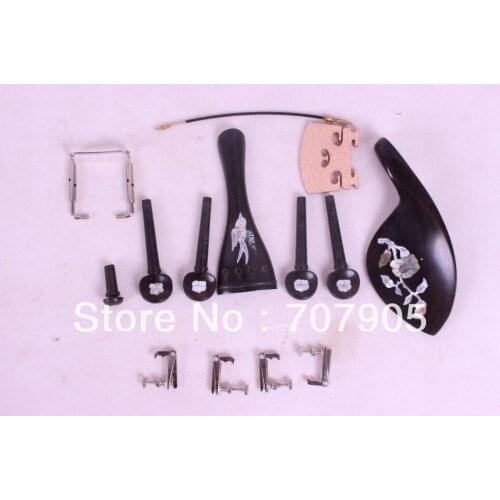 4/4 violin parts ebony,tuner peg chinrest tailpiece tail gut endpin bridge#W8-1