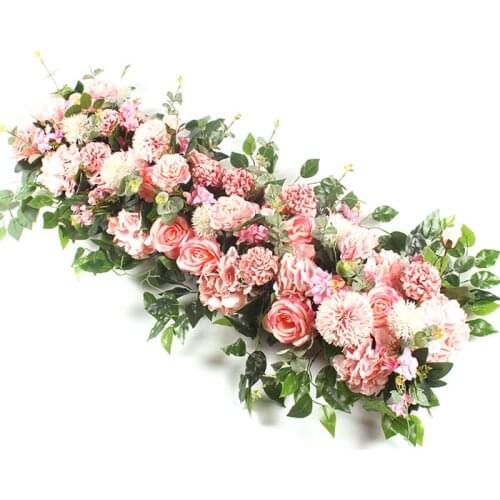 50CM Wedding Iron Arch Backdrop Flower DIY Wedding Flower Wall Arrangement Supplies Silk Peonie Rose Artificial Flower Row Decor