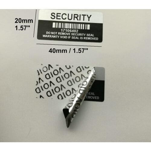 500 Warranty Void BARCODE Security Tamper Evident Label Stickers Seals 40*20mm