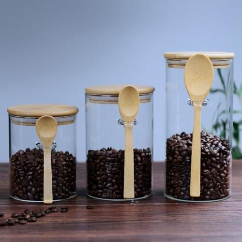 550-1300Ml Round Insert Spoon Storage Jar with Ideas Design Coffee Bean Tea Candy Seasoning Food Container Kitchen Supplies Tank
