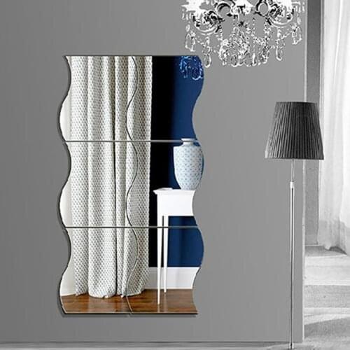 6Pcs/Set DIY Removable Home Room Decor Plastic Mirror Wall Art Stickers Decals