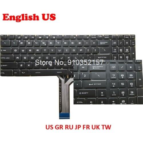 US JP Backlit RGB Keyboard For MSI GE63 8RE 8RF GE63 7RD 7RC GE73 7RC 7RE GS73 GS63 Stealth 8RD 8RE GS75 English Crystal Keycap
