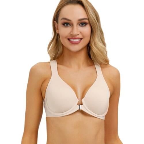 Front Closure Bra For Full-figured Women Plus Size Ultra-thin Underwear Push Up Bras DD F G I Cup Lingerie Adjusted-straps