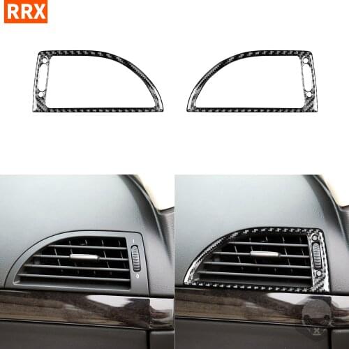 For BMW 6Series E63 E64 2004-2010 Black Carbon Fiber Stickers Both Side Air Vent Outlet Frame Trim Interior Car Accessories