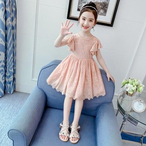 Children Dress 2021 Summer Lace Dresses For Girls Wedding Dress Elegant Long Sleeved Princess Dress Vestidos 4-12 Age