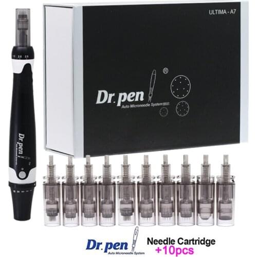 Dr. Pen Ultima A7 Electric Microneedle Pen Derma With 12pcs Micro Needle Cartridge For Face Acne Scars Skin Care Beauty Device
