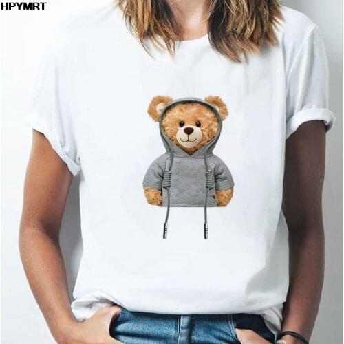 T-Shirts For Women Kawaii Bear Print Cartoon 90s Casual Top Lady Womens Harajuku Graphic Short sleeve T Shirt Ladies Female Tee