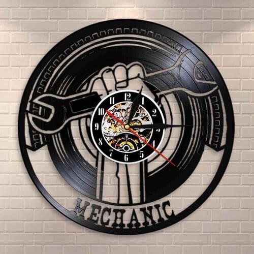 Garage Modern Mechanic Tools Car Service Wall Decor Decorative Vinyl Record Wall Clock Watch Wall Clock Gift For Repairman