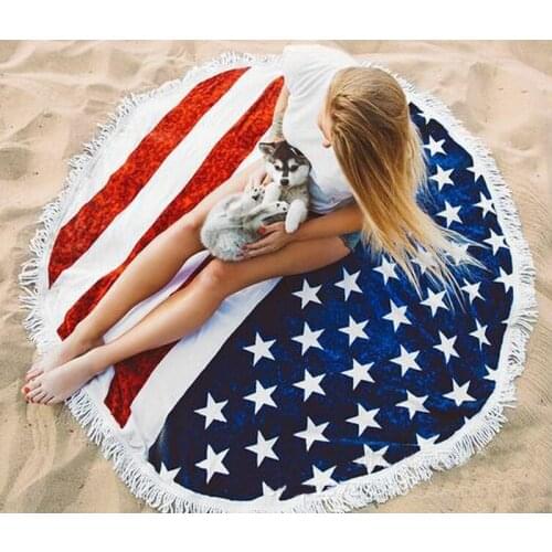 Flag Print Beach Towel Tassel Tapestry Yoga Mat Carpet Tapete Blankets Bathroom Carpet Picnic Blanket Mat Tapestry Mattress