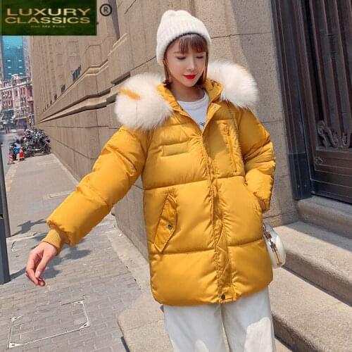 Jacket 2021 Women Winter Thick Down Cotton Parkas Ladies Coat Korean Padded Female Jacket Fur Hooded Warm Clothes Xy1905