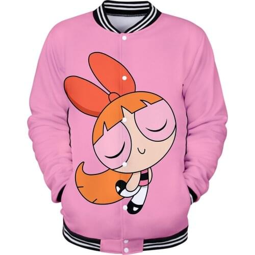 Kawaii Powerpuff Cute Boys/Girls 3D Baseball Jacket Bomber Jacket Album Buttercup Casual Harajuku Unisex Streetwear Clothes Tops