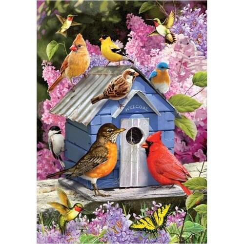 Spring bird house Animal For Embroidery Needlework 14CT Counted Unprinted DIY Cross Stitch Kits Handmade Art Wall Decor