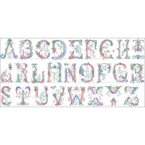 Top Quality classical lovely counted cross stitch kit flower alphabet ABC dimensions 00237