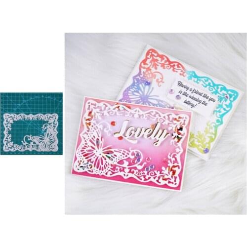 Laced Rectangle Butterfly Frame Set Metal Cutting Dies For Scrapbooking DIY Photo Album Card Making Decorative Stencil New 2021