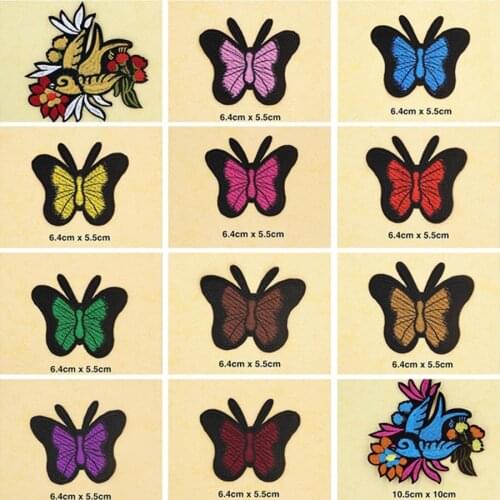 Bird Butterfly Patches Cap Shoe Iron On Embroidered Appliques DIY Apparel Accessories Patch For Clothing Fabric Badges BU96