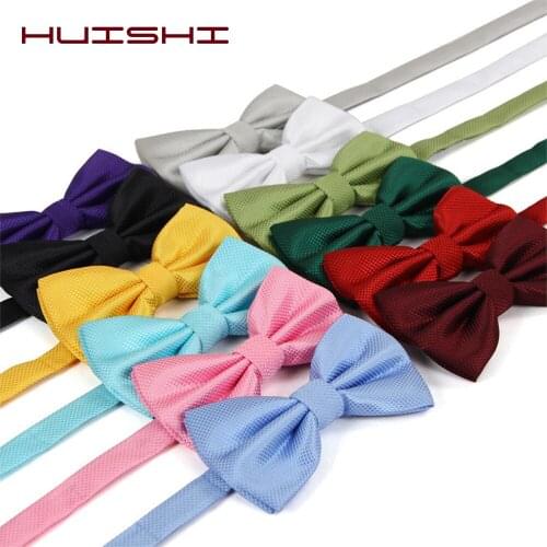 HUISHI New Accessories Cravat school Banquet Bowtie England Style Solid Fashion Colorful Bow Tie wedding accessories Black Gold