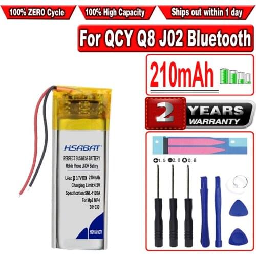 HSABAT 210mAh 301030 Rechargeable Lithium Polymer Battery for headset Smart bracelet watch Camera GPS Toys Lipo cells
