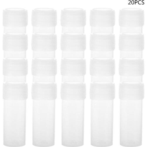 P82F 20Pcs 5ml Plastic Test Tubes Vials Sample Container Powder Craft Screw Cap Bottles for Office School Chemistry Supplies